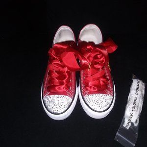 Bedazzled Red Canvas Sneakers